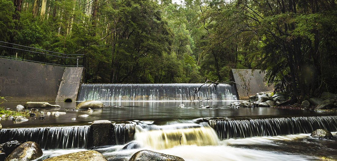 Water flowing from O'Shannassy Reservoir